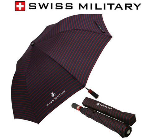 스위스밀리터리 2단자동 레드스트라이프 우산
