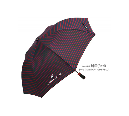 스위스밀리터리 2단자동 레드스트라이프 우산