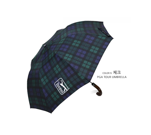 PGA 2단자동 글렌체크우드 우산