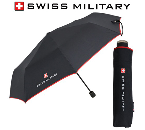 스위스밀리터리 3단 수동 레드바이어스 우산