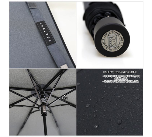 PGA 3단수동 블랙메탈 우산