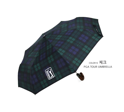 PGA 3단자동 글렌체크우드 우산