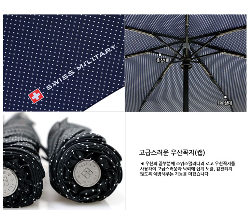 스위스밀리터리 3단7K 완전자동 핀도트 우산